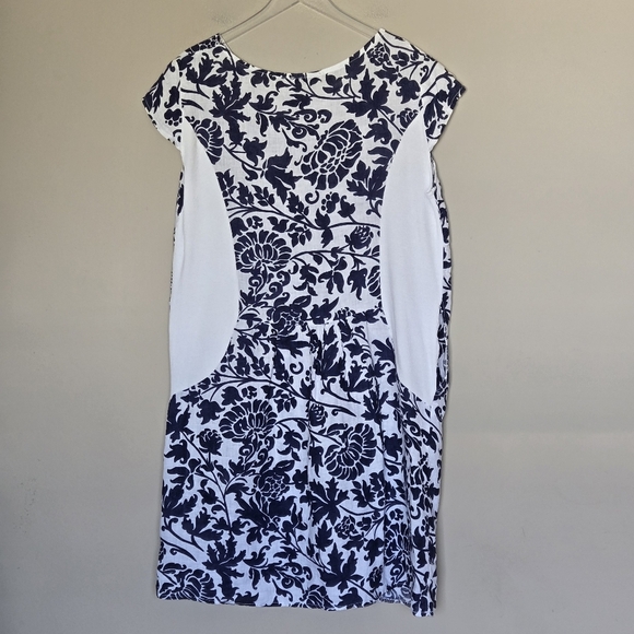 Gigi Moda Italy Sardinia Linen Cap Sleeve Floral Lagenlook Midi Shift Dress O/S - Picture 11 of 13